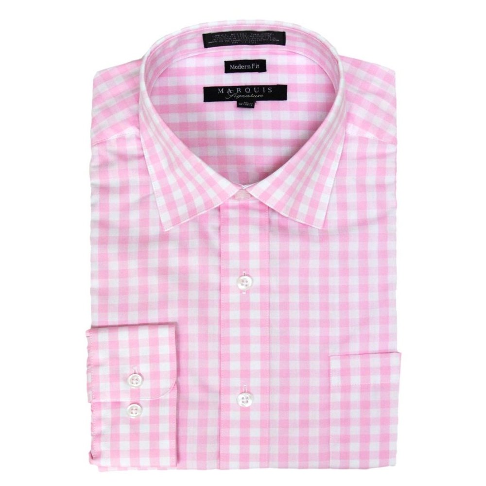 2X Marquis Pink Gingham Dress Shirt Long Sleeve 2XL 18 -18.5